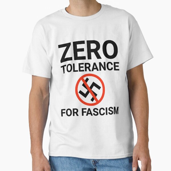 Vista previa del artículo con la obra «Tolerancia cero al fascismo», diseñado y vendido por Rachel the Artist .
