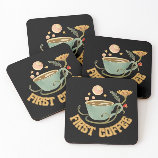 Item preview, First Coffee in Black designed and sold by ArtByErinSmith.