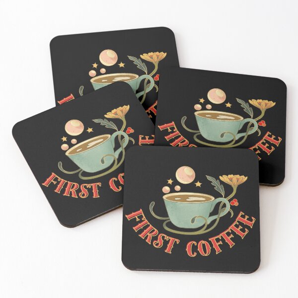 Item preview, First Coffee Vintage Tattoo designed and sold by ArtByErinSmith.