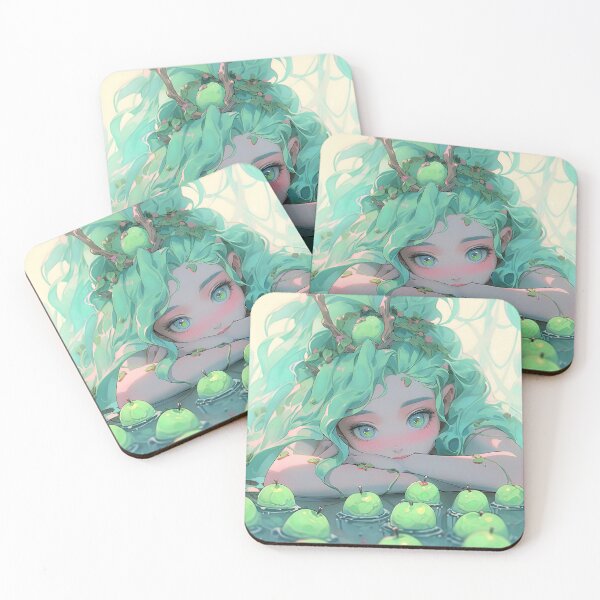 Item preview, Serene Green Apple Fantasy Anime Girl designed and sold by bubblegoth.
