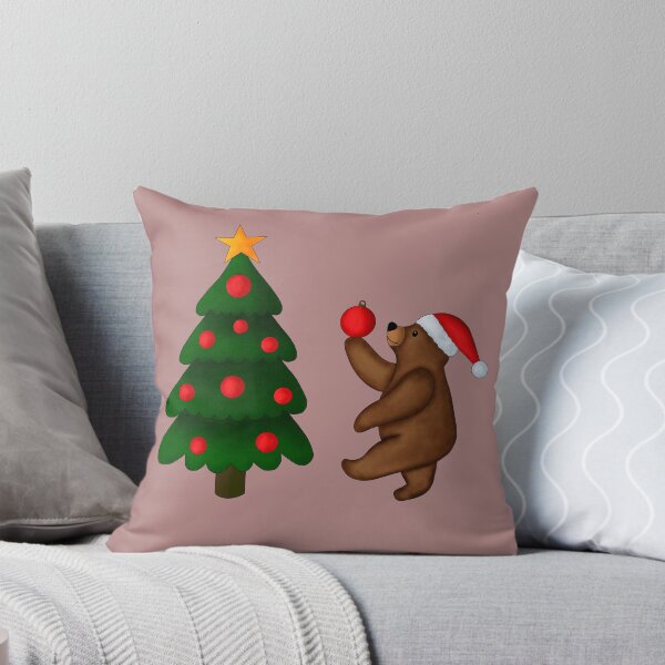 Item preview, Festive Bear Decorating Christmas Tree, dusty pink designed and sold by IrenicBears.