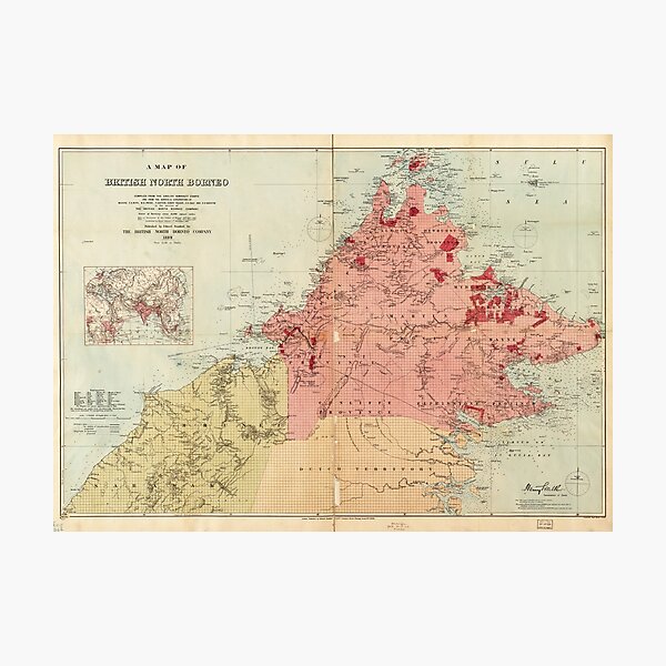 Map of British North Borneo (1899) Photographic Print