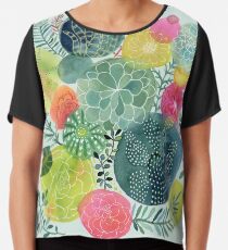 Succulent Circles Chiffon Top