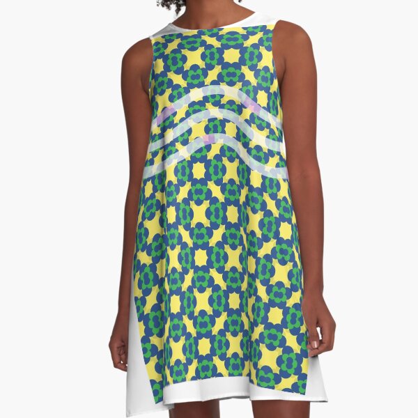 Floral pattern green yellow A-Line Dress