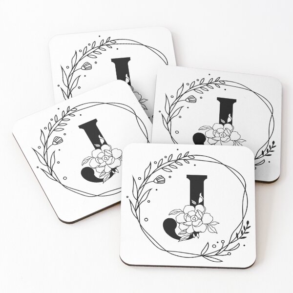 Aperçu de l'œuvre Monogramme botanique J, monogramme couronne J, monogramme pivoine, monogramme rose créée et vendue par Spike The Punch Design Co..