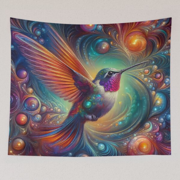 Item preview, Ruby-throated Hummingbird in Flight, Mystical Style designed and sold by CattyCornerPOD.