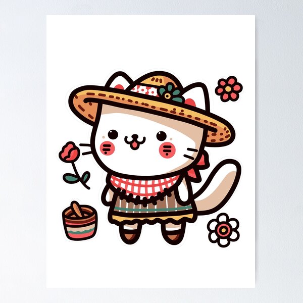 Item preview, KittyKat - Cute Smiley Cat with A Hat designed and sold by KittyKatCats.