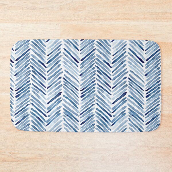 Item preview, Indigo blue watercolor herringbone designed and sold by Katerina Tova.