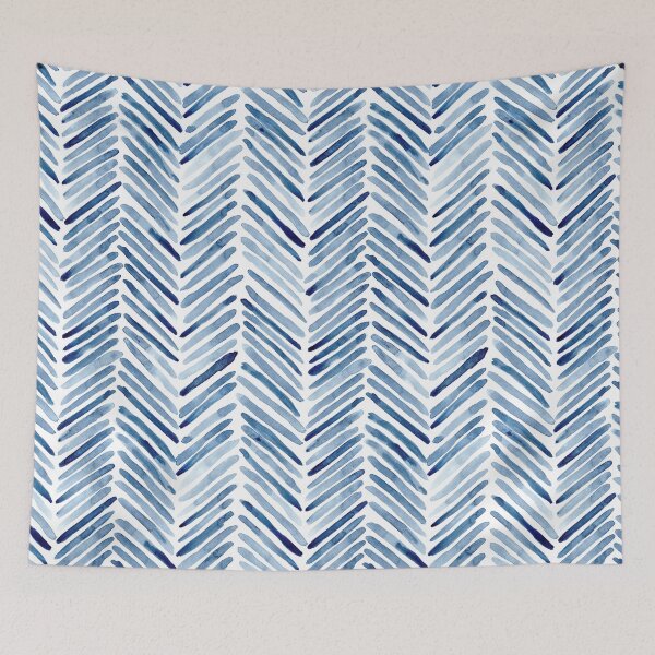 Item preview, Indigo blue watercolor herringbone designed and sold by Katerina Tova.