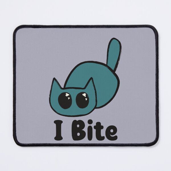 Item preview, Teal I Bite Big Eyed Playful Cat designed and sold by Skull Fern.