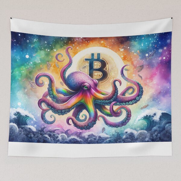 Item preview, Octopus with Bitcoin Motif designed and sold by Mechanical-Artt.