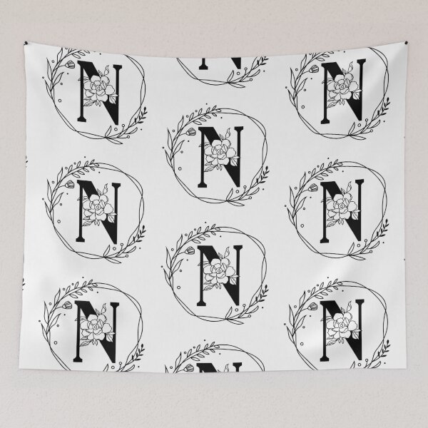 Item preview, N Botanical Monogram, N Wreath Monogram, Peony Monogram, Rose Monogram designed and sold by Spike The Punch Design Co..