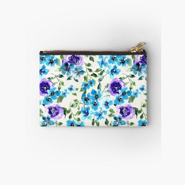 Item preview, Watercolor purple roses and Light Blue and Indigo Flowers - neutral designed and sold by JasmineGDesigns.