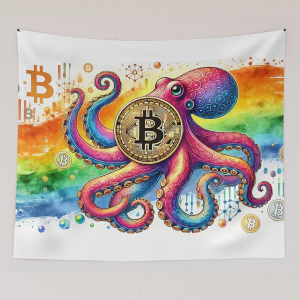 Item preview, Bold Bitcoin Octopus in a Rainbowcore designed and sold by Mechanical-Artt.