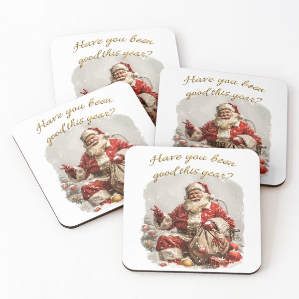 Item preview, Santa with bag full of presents asking have you been good this year designed and sold by Visual Arts Dominika Cybuch.