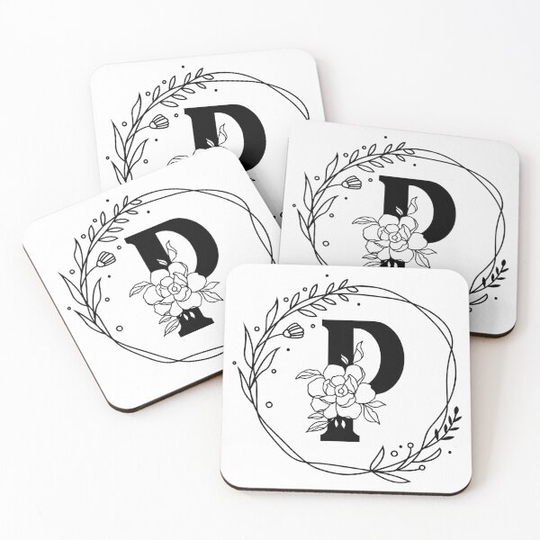 Aperçu de l'œuvre Monogramme botanique P, monogramme couronne P, monogramme pivoine, monogramme rose créée et vendue par Spike The Punch Design Co..