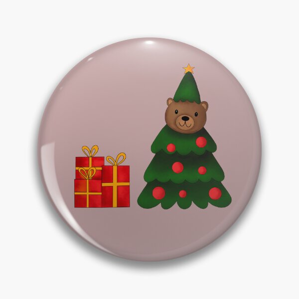 Item preview, Bear in Christmas Tree Costume with Gifts, muted pink designed and sold by IrenicBears.