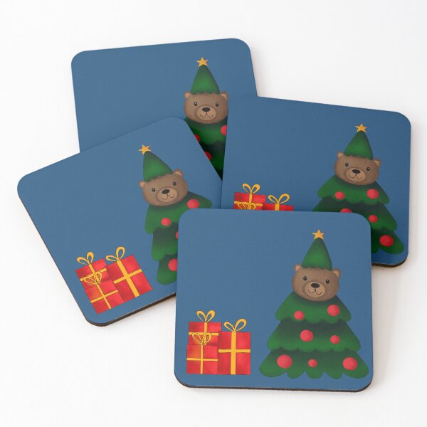 Item preview, Bear in Christmas Tree Costume with Gifts, navy blue designed and sold by IrenicBears.