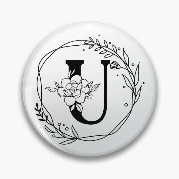 Item preview, U Botanical Monogram, U Wreath Monogram, Peony Monogram, Rose Monogram designed and sold by Spike The Punch Design Co..
