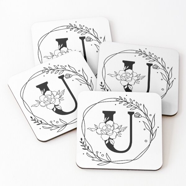 Item preview, U Botanical Monogram, U Wreath Monogram, Peony Monogram, Rose Monogram designed and sold by Spike The Punch Design Co..