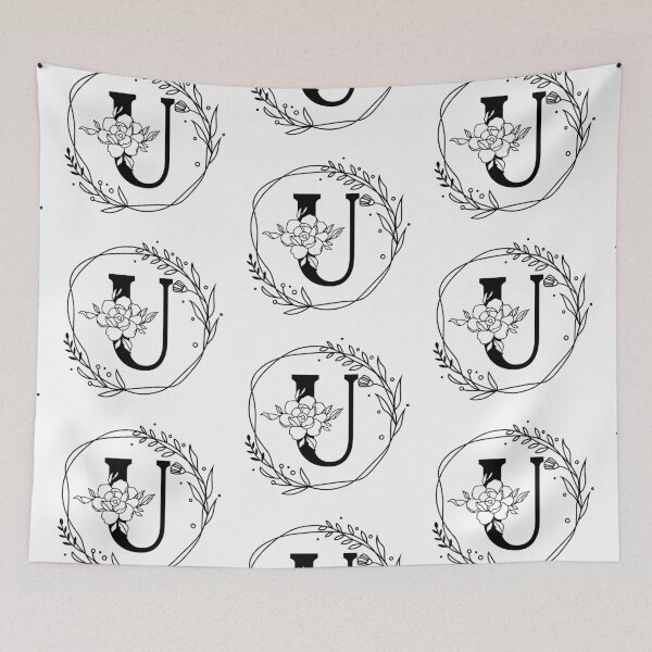 Item preview, U Botanical Monogram, U Wreath Monogram, Peony Monogram, Rose Monogram designed and sold by Spike The Punch Design Co..