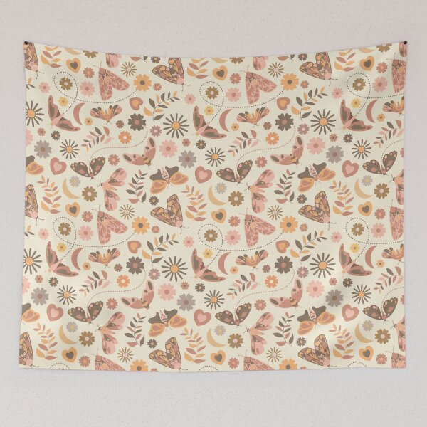 Item preview, Retro Boho Moths and Florals designed and sold by Elisabeth Coelfen.