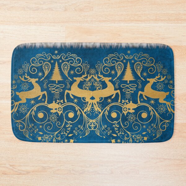 Item preview, Reindeer Swirls - Gold Blue designed and sold by L'Atelier de Milu.