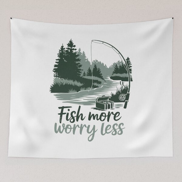 Item preview, Fish More Worry Less, Fishing designed and sold by OskarArts.