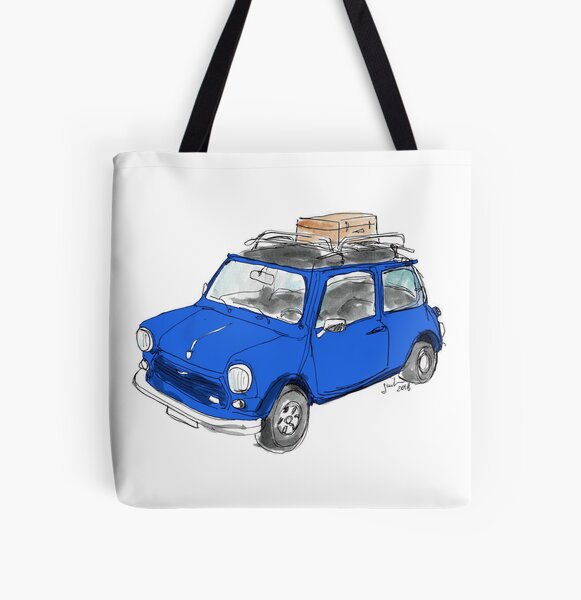 Mini CAR Blue All Over Print Tote Bag
