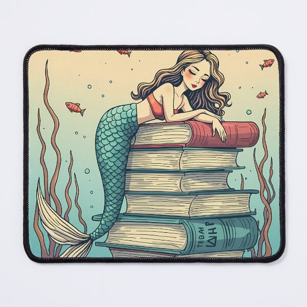 Item preview, Dreamy Mermaid Bibliophile Illustration – Underwater Fantasy Art designed and sold by BNCH44.