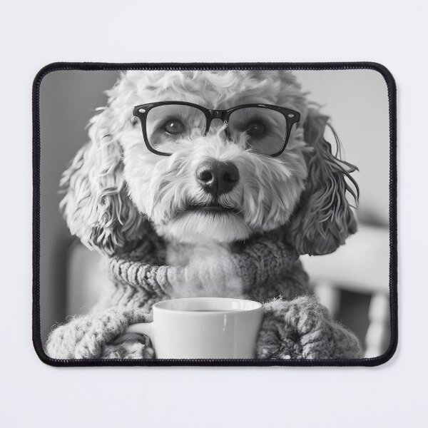 Item preview, Cockapoo Dog Drinking Coffee & Wearing Glasses designed and sold by CheekyAnimalz.