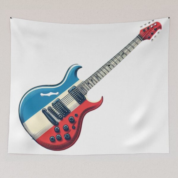 Item preview, Electric Guitar with French Flag Style – Unique Design for Music Lovers and France Enthusiasts designed and sold by maritas22.