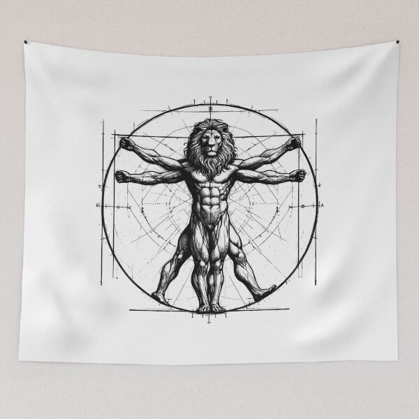Item preview, Vitruvian Lion Sketch Drawing Gift designed and sold by Pineapple-Tree.