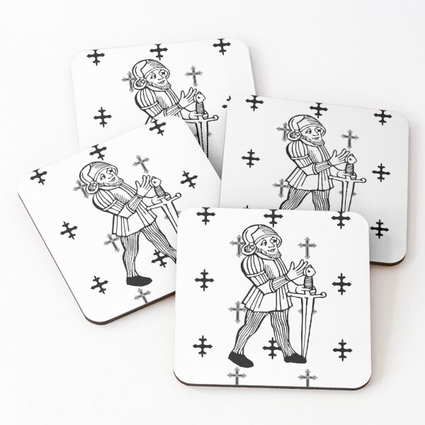 Item preview, Medieval Knight with Sword and Crosses Grayscale designed and sold by EmersionPrints.