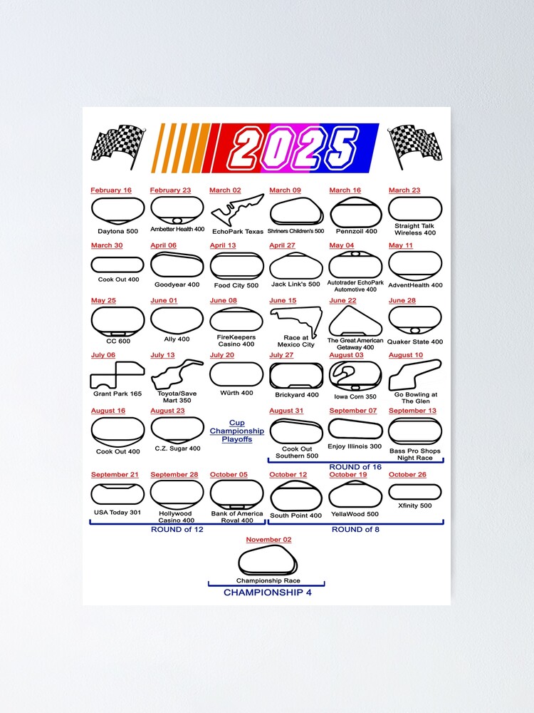 schedule-nascar-cup-series-2025-white-poster-for-sale-by-ideasfinder-redbubble