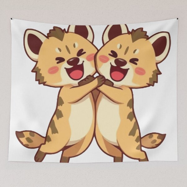 Item preview, 2 Hyenas Jumping While Hugging Each Other designed and sold by OhshunStudios.