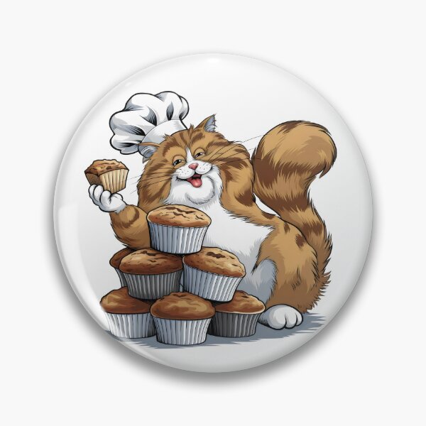 Item preview, Cheerful Chef Cat with Muffins – Funny Baking Lover Design - happy cat designed and sold by Cherry-Cat.