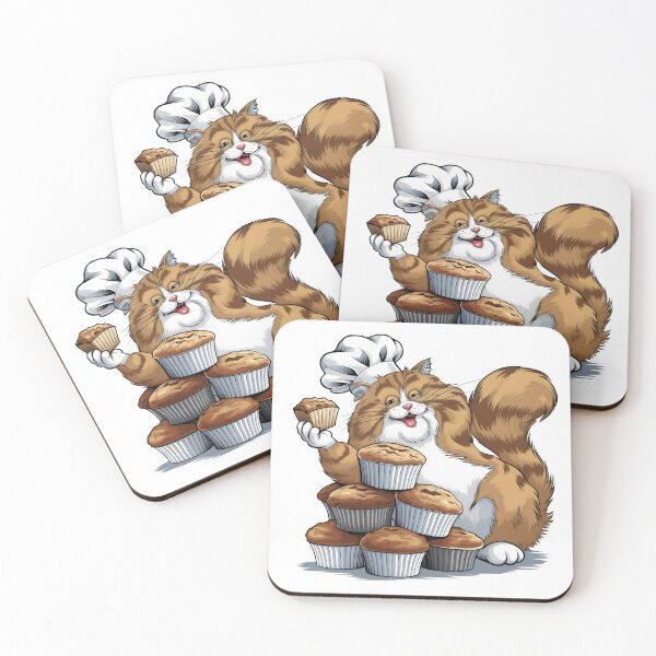 Item preview, Cheerful Chef Cat with Muffins – Funny Baking Lover Design - happy cat designed and sold by Cherry-Cat.