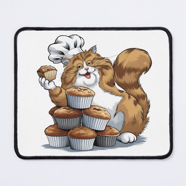 Item preview, Cheerful Chef Cat with Muffins – Funny Baking Lover Design - happy cat designed and sold by Cherry-Cat.