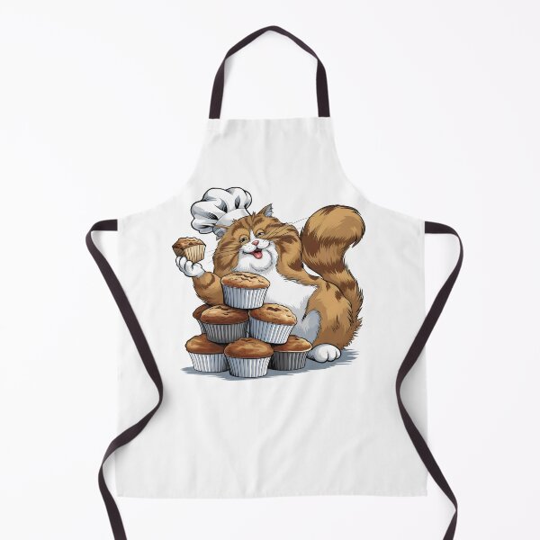 Item preview, Cheerful Chef Cat with Muffins – Funny Baking Lover Design - happy cat designed and sold by Cherry-Cat.