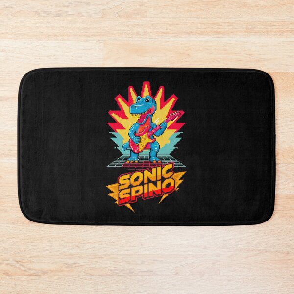 Item preview, Sonic Spino - Retro Gaming T-Rex Guitarist Pixel Art Design designed and sold by ObjCrea123.