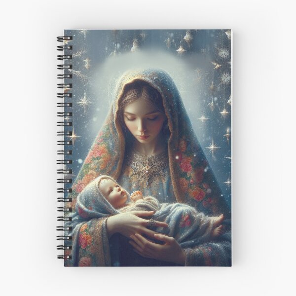 Item preview, Advent Christmas Mother of God with baby Jesus under a starry sky designed and sold by JaroDesign2023.