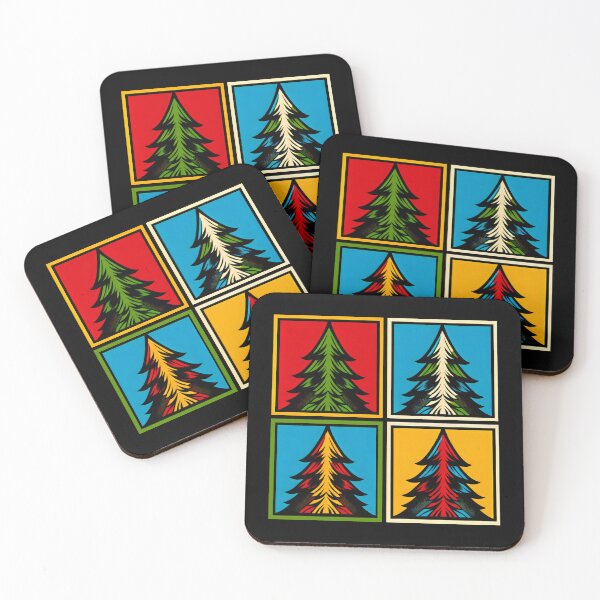 Item preview, Evergreen Christmas Trees Retro Vintage Pop Art Panels designed and sold by Itaya Art.