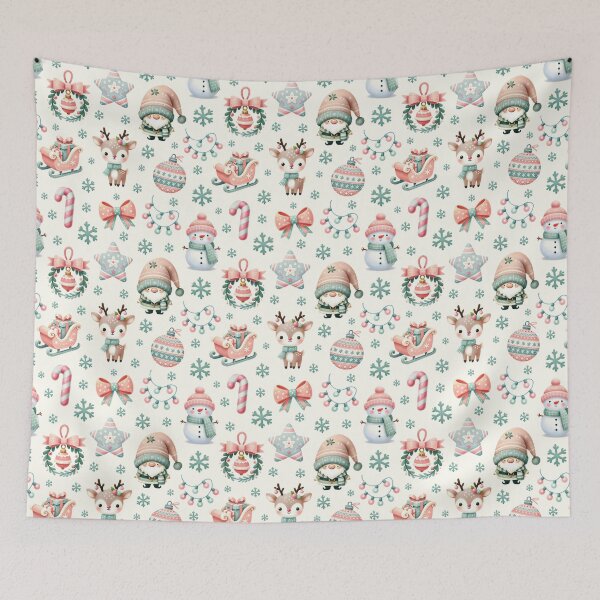 Aperçu de l'œuvre Motif de Noël à l'aquarelle pastel blanc #2 créée et vendue par Lisetta Collection.