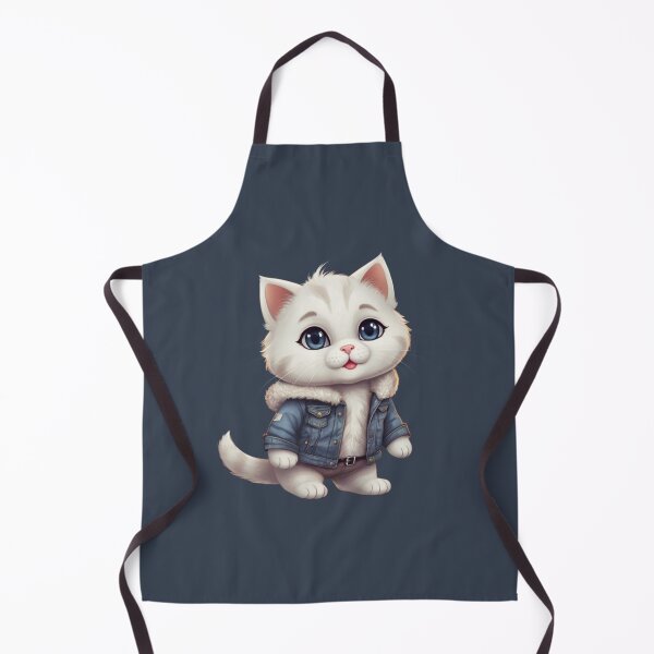 Item preview, White kitten in a denim jacket designed and sold by PierreAlbijanic.
