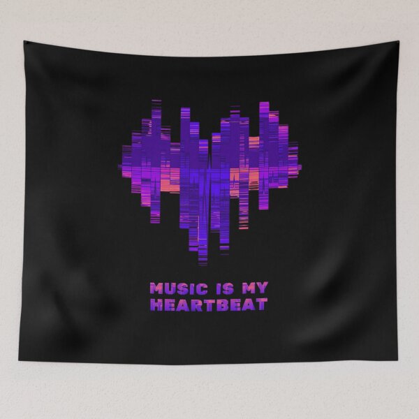 Item preview, Music Is My Heartbeat a sound wave project in the shape of a heart for music lovers designed and sold by DreamsArtwear.
