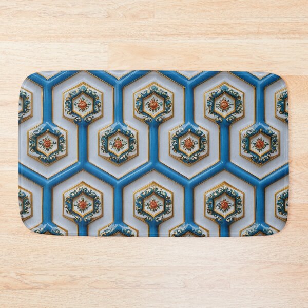 Item preview, Decorated hexagon tiles in blue and gold designed and sold by Girih.