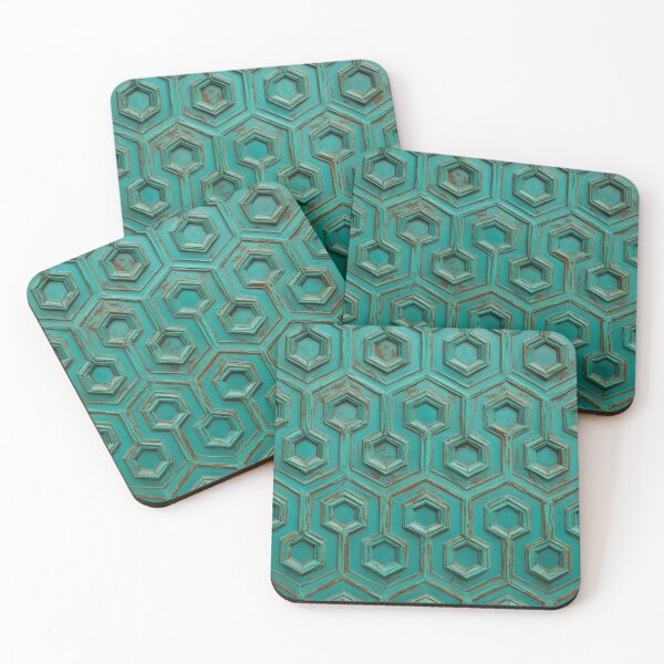 Item preview, Vintage Hexagon Pattern in Turquoise designed and sold by Girih.
