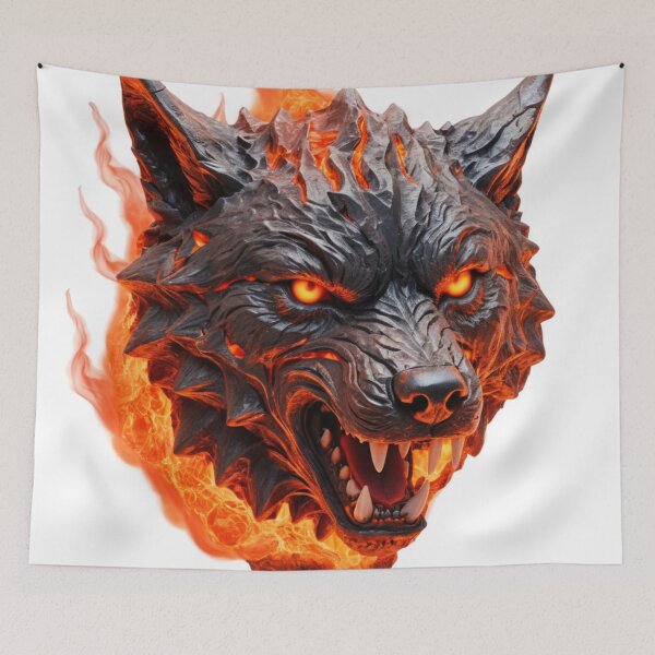 Item preview, Fierce Fiery Wolf Head Surrounded by Flaming Aura designed and sold by RebelPaintBrush.