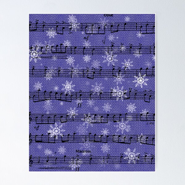 Item preview, Snow Notes - musical graphics in navy blue, white and black. designed and sold by My-fake-places.